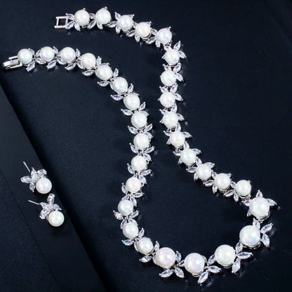 Farrah - Luxury Pearl and CZ Bridal Jewelry Set