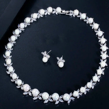 Farrah - Luxury Pearl and CZ Bridal Jewelry Set