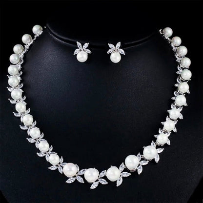 Farrah - Luxury Pearl and CZ Bridal Jewelry Set