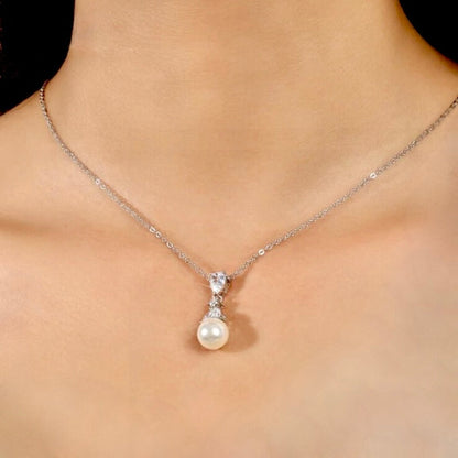 Chantria - Pearl and Cubic Zirconia Bridal Jewelry Set - Available in Rose Gold and Silver