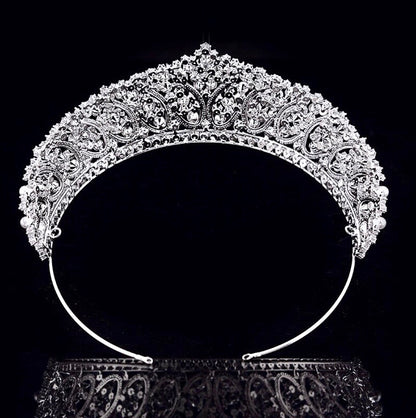 Serenity - Silver Pearl and Cubic Zirconia Bridal Tiara