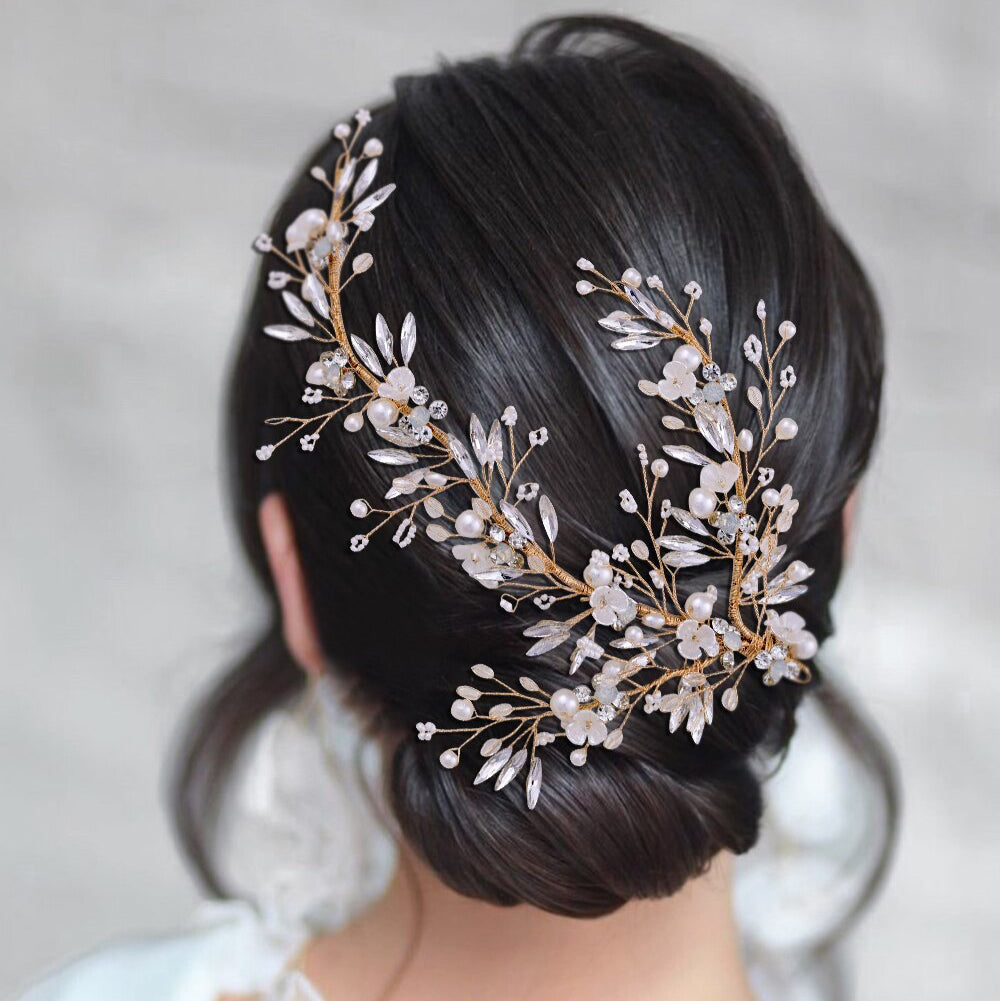 Genoa - Pearl and Crystal Bridal Hair Clip/Vine - Available in Silver and Gold