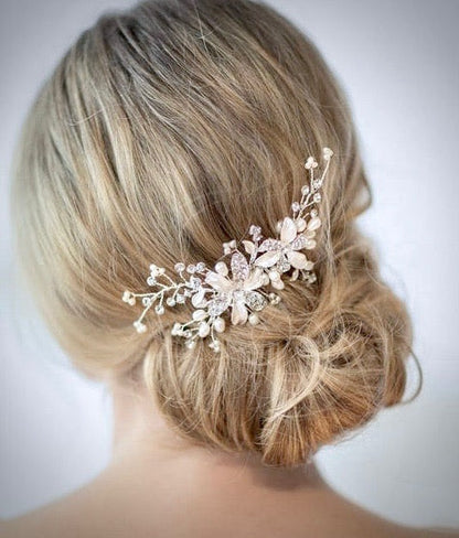 "Andrea" - Silver Pearl and Crystal Bridal Hair Comb
