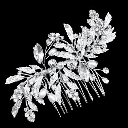 "Daphne" - Pearl and Crystal Bridal Hair Comb - Available in Gold and Silver
