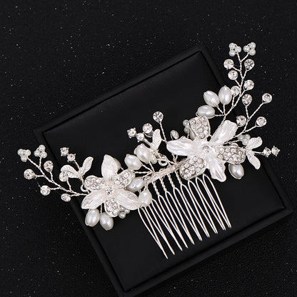 "Andrea" - Silver Pearl and Crystal Bridal Hair Comb