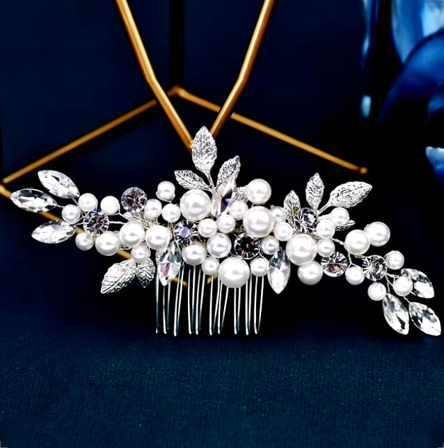 Amal - Pearl and Crystal Bridal Hair Comb