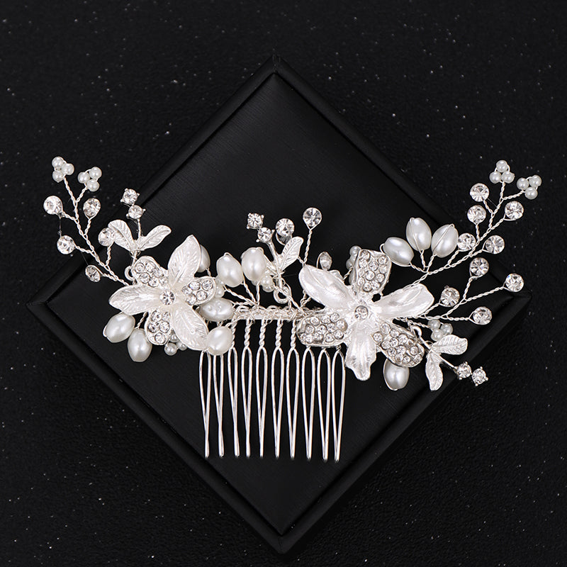"Andrea" - Silver Pearl and Crystal Bridal Hair Comb