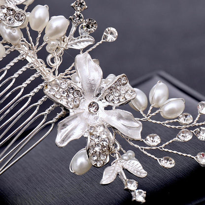 "Andrea" - Silver Pearl and Crystal Bridal Hair Comb