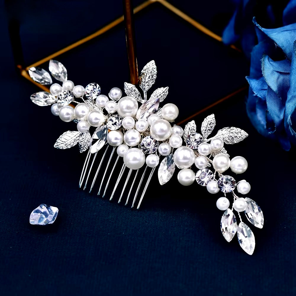 Amal - Pearl and Crystal Bridal Hair Comb