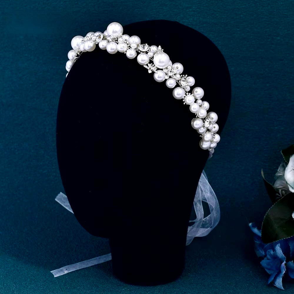 Saga - Pearl and Crystal Bridal Headband