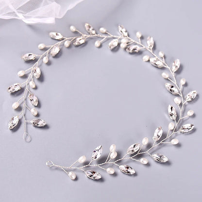 "Lyla" - Pearl and Crystal Bridal Headband / Vine - Available in Rose Gold, Silver and Yellow Gold