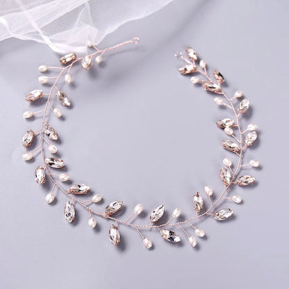 "Lyla" - Pearl and Crystal Bridal Headband / Vine - Available in Rose Gold, Silver and Yellow Gold