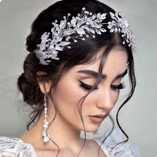 Avani - Pearl and Crystal Bridal Headband - Available in Silver and Gold