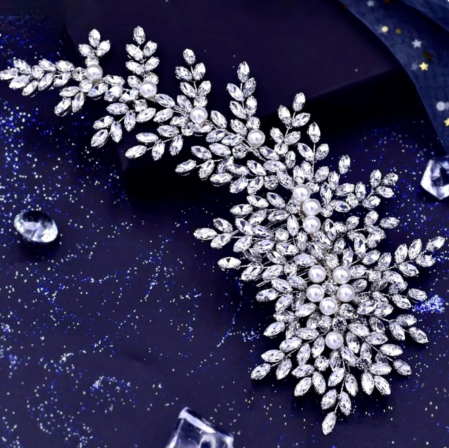 Grace - Pearl and Crystal Bridal Headdress - Available in Silver and Gold