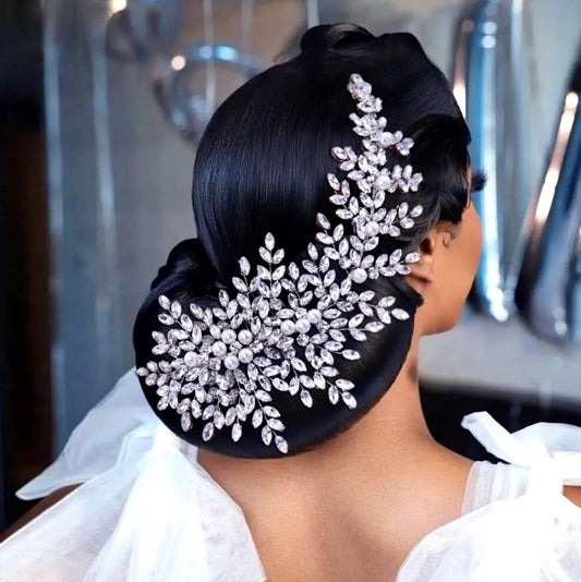 Grace - Pearl and Crystal Bridal Headdress - Available in Silver and Gold