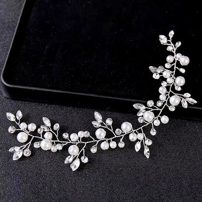 "Ethel" - Pearl and Crystal Bridal Short Hair Vine