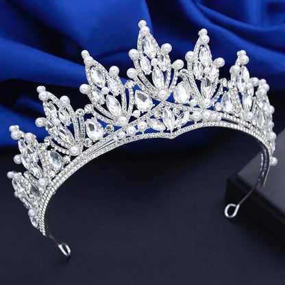"Ventana" - Silver Pearl and Crystal Bridal Tiara