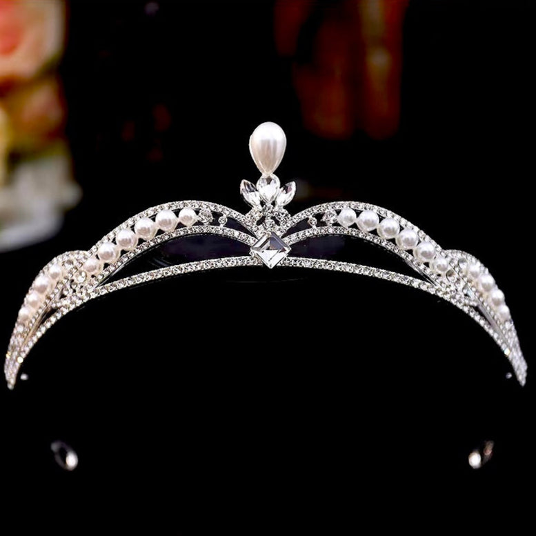 Freya - Pearl and Crystal Bridal Tiara - Available in Gold and Silver