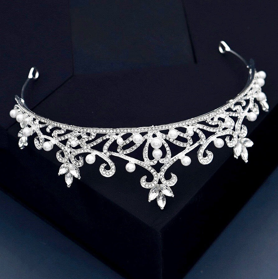 Theia - Pearl and Crystal Bridal Tiara