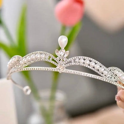 Freya - Pearl and Crystal Bridal Tiara - Available in Gold and Silver