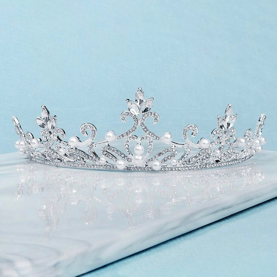 Theia - Pearl and Crystal Bridal Tiara