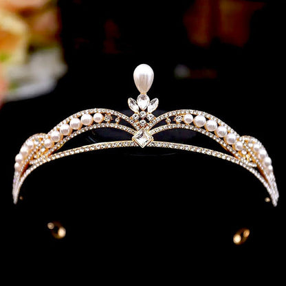 Freya - Pearl and Crystal Bridal Tiara - Available in Gold and Silver
