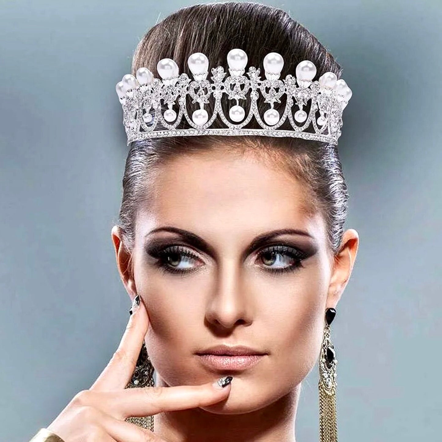 Myla - Pearl and Crystal Bridal Tiara - Available in Yellow Gold and Silver