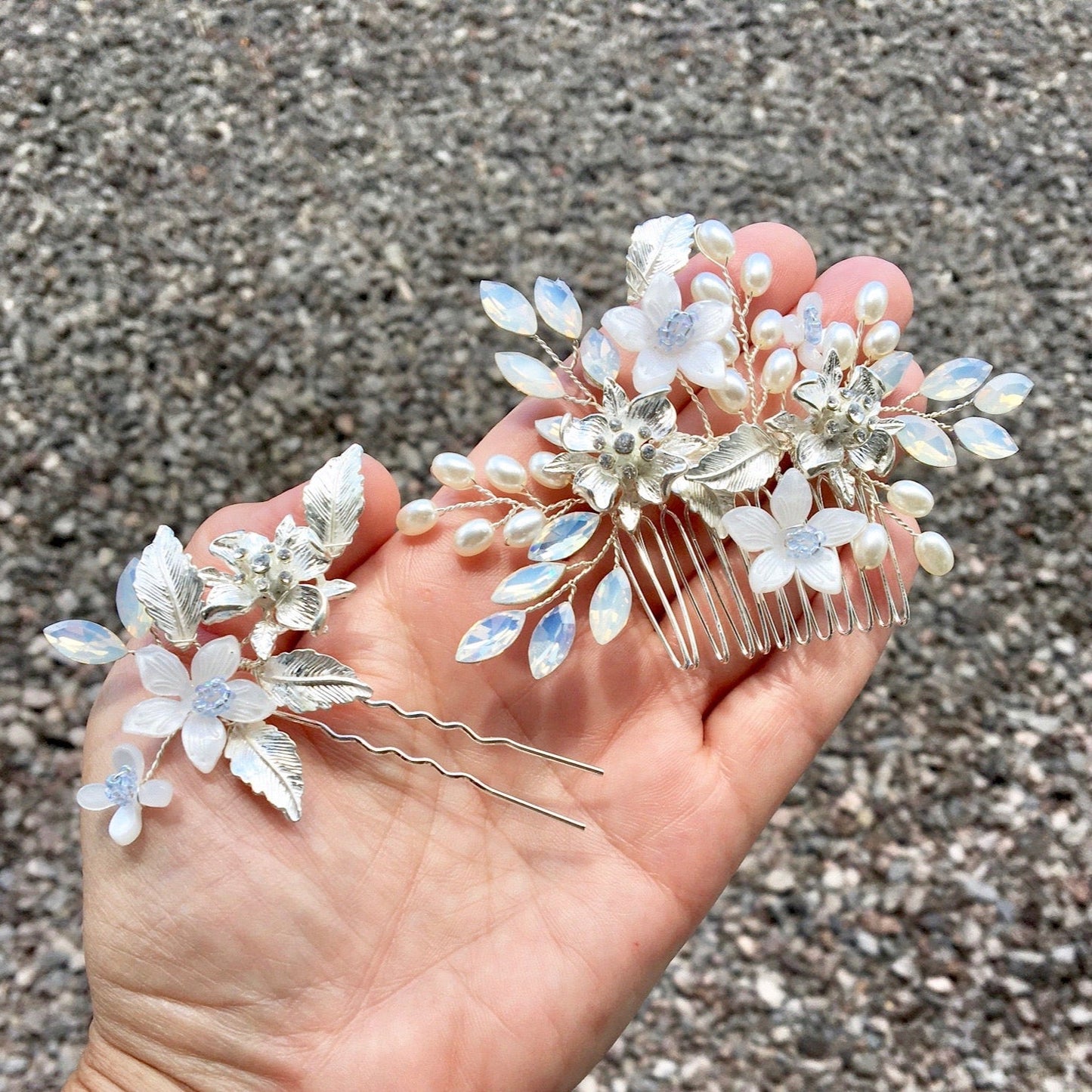 Kelsie - Opal Bridal Hair Comb and Pin Set