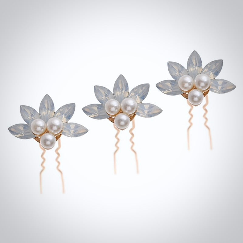 Carlyn -  Pearl and Opal Bridal Hair Pins