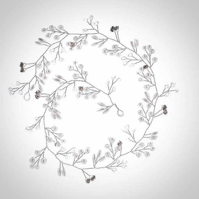 June - Pearl and Crystal Bridal Hair Vine - Available in Silver, Rose Gold and Yellow Gold