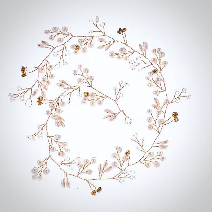 June - Pearl and Crystal Bridal Hair Vine - Available in Silver, Rose Gold and Yellow Gold