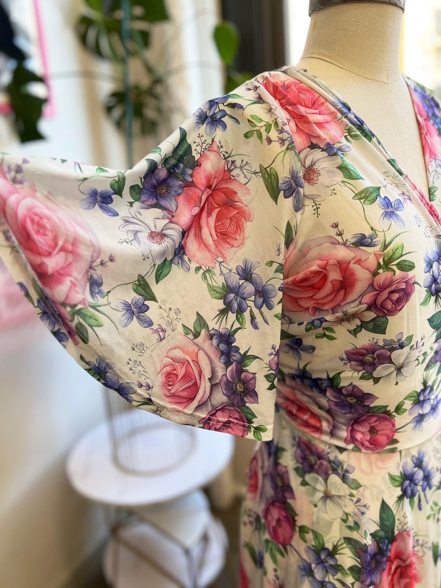 *PRE ORDER* Lydia Wrap Dress in Pink Rose Bouquet Mesh