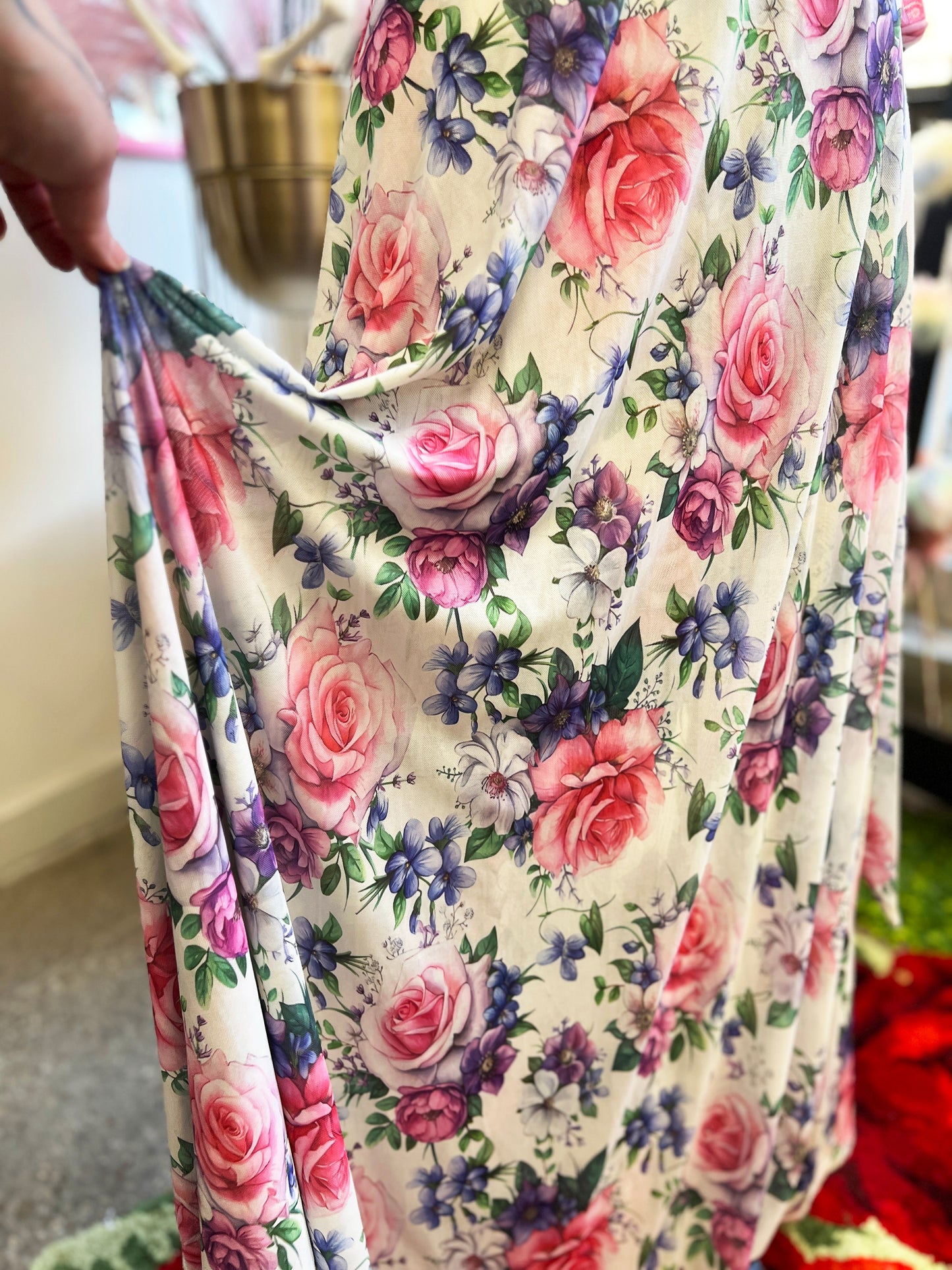 *PRE ORDER* Lydia Wrap Dress in Pink Rose Bouquet Mesh