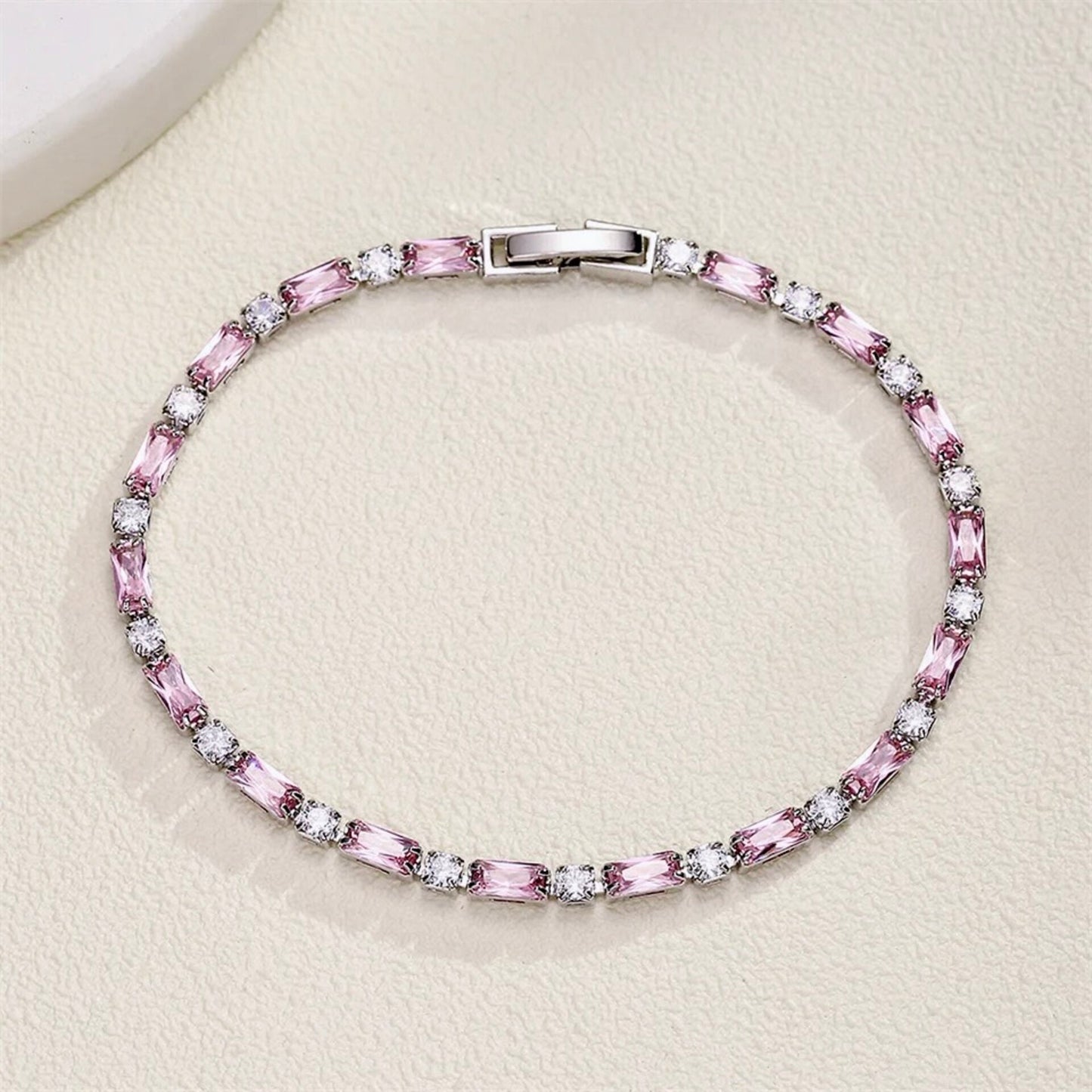 Lera - Pink Cubic Zirconia Bridal Bracelet