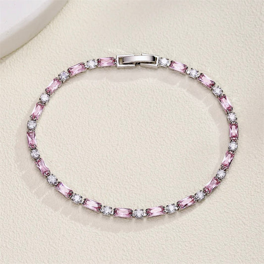 Lera - Pink Cubic Zirconia Bridal Bracelet