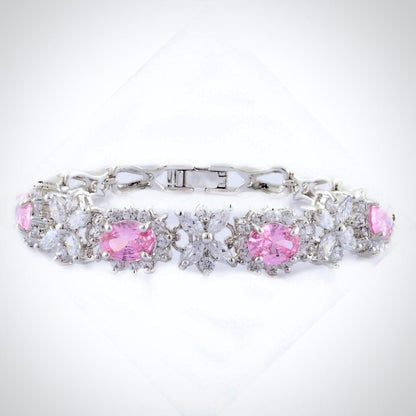 "Ena" - Pink Cubic Zirconia Bridal Bracelet