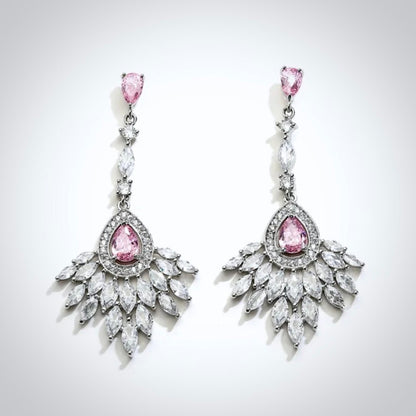 Carmine - Pink Cubic Zirconia Bridal Earrings
