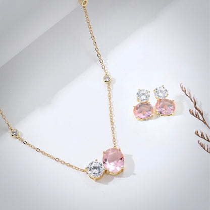 "Lani" - Pink Cubic Zirconia Bridal Jewelry Set