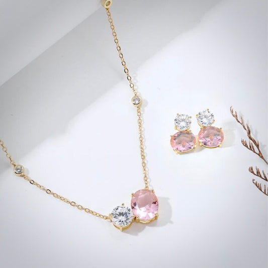 "Lani" - Pink Cubic Zirconia Bridal Jewelry Set