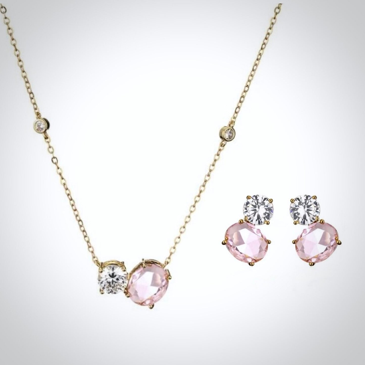 "Lani" - Pink Cubic Zirconia Bridal Jewelry Set