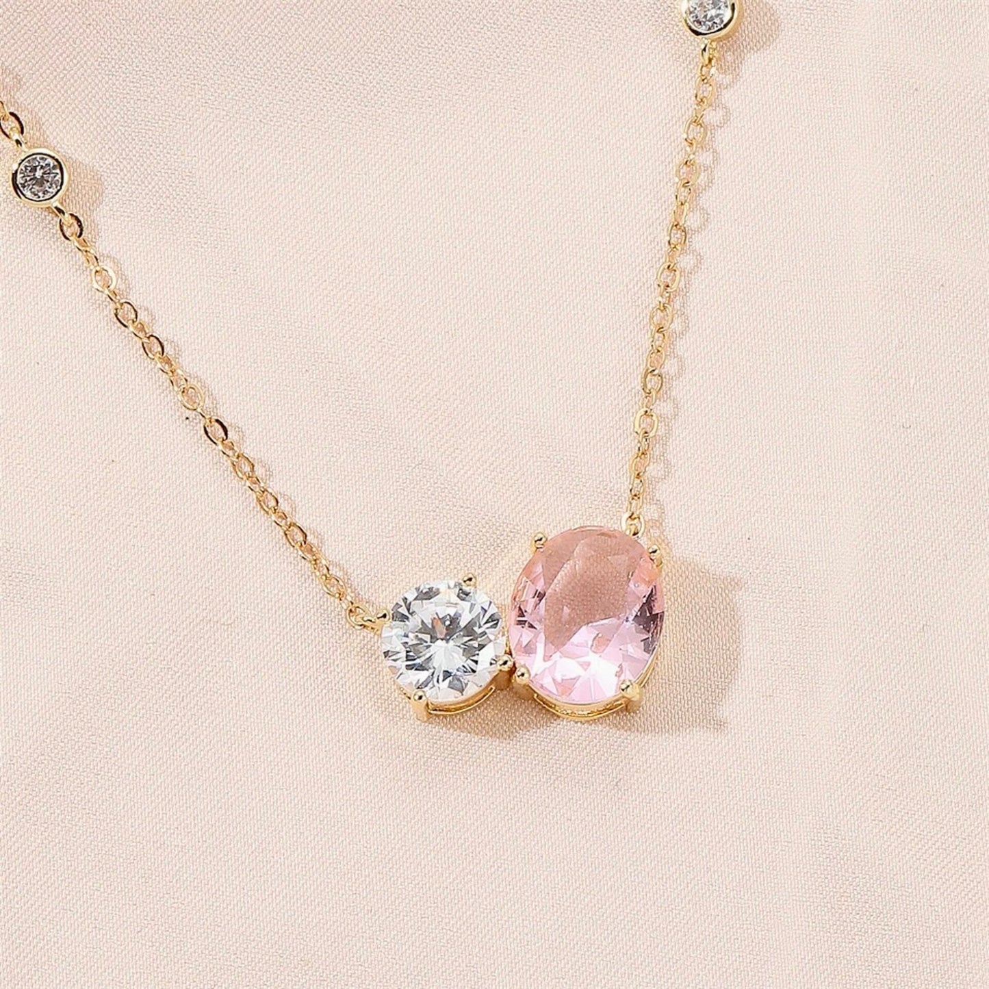 "Lani" - Pink Cubic Zirconia Bridal Jewelry Set