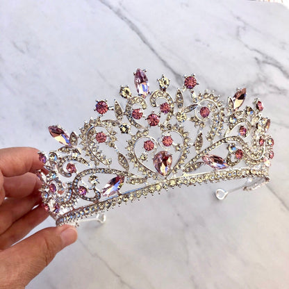 Coral - Pink Crystal Bridal Tiara