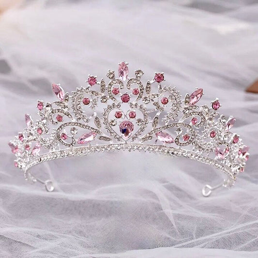 Coral - Pink Crystal Bridal Tiara