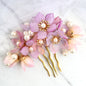 Amery - Pink Pearl and Glass Flowers Bridal Hair Comb