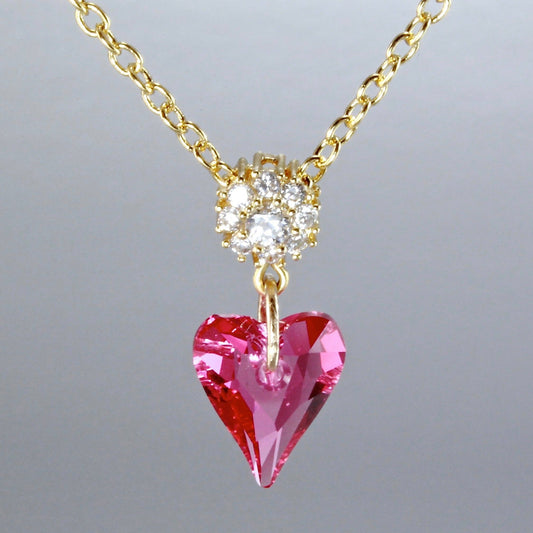 "Dream Of Me" - Pink Heart Austrian Crystal Necklace