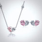 "Rosalynn" - Pink Cubic Zirconia Heart Bridal Jewelry Set