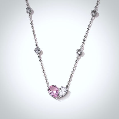 "Rosalynn" - Pink Cubic Zirconia Heart Bridal Jewelry Set