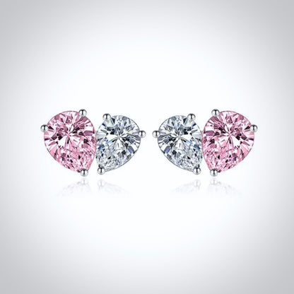 "Rosalynn" - Pink Cubic Zirconia Heart Bridal Jewelry Set