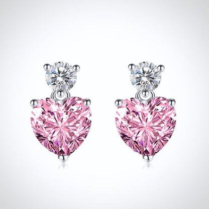 "Lovella" - Pink Cubic Zirconia Heart Bridal Jewelry Set