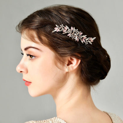Morgana - Pink Opal Bridal Hair Comb in Rose Gold